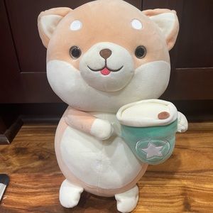 Puppy Holding Coffee Plush